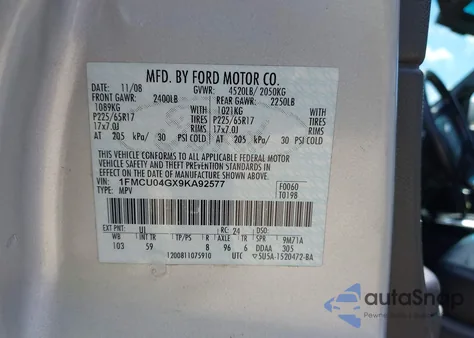 2009 Ford Escape Limited из США, поврежденный, VIN 1FMCU04GX9KA92577